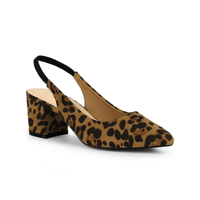 BLISSFUL STEP Escarpins à Talon Bloc pour Femmes Slingback Talons Léopard 7