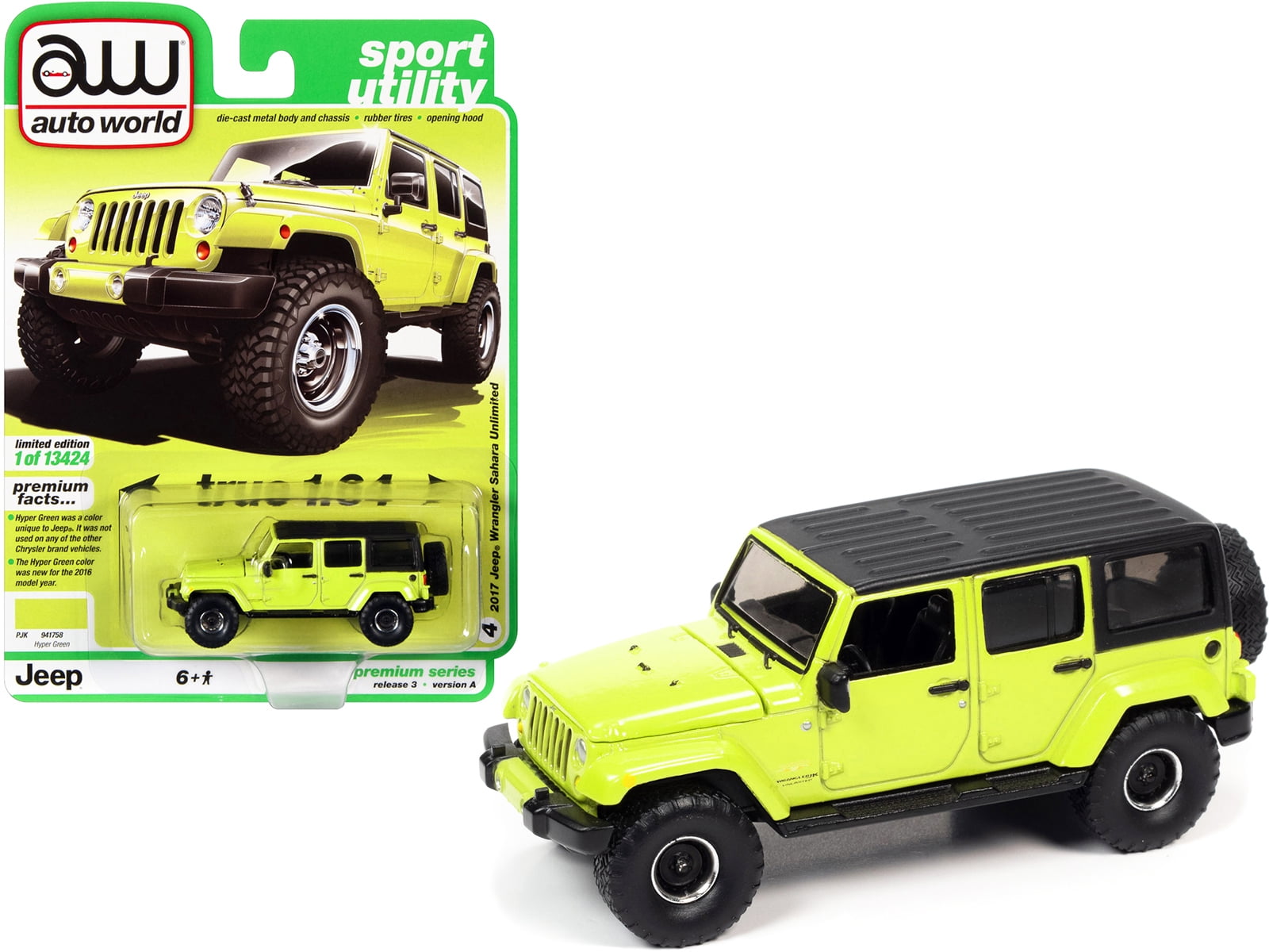 1:32 Jeep Wrangler Rubicon Off-road SUV Car Model Toy Vehicle Diecast Gift Green 