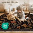 thumbnail image 4 of ODIKA 4'x6' Washable Area Rug Pet Friendly, Non-Shedding Black Gold Floral Night Garden Design Elegant Botanical with Celestial Accents for Bedroom, Reading Nook, 4 of 7