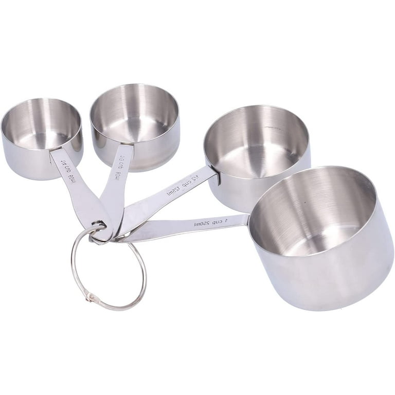 Measuring Spoon, 4PCS Stainless Steel Measuring Scoops Fine Workmanship  Dishwashable with Marking Design