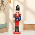 thumbnail image 3 of Soldado de Navidad de madera Cascanueces, traje rojo, trompeta, tambor y lanza., 3 of 7