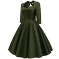 thumbnail image 5 of Trendy Olyvenn Womens Rosette Backless Retro High Waist Makings Dress Tops Casual Skinny Slim Women's Solid Color Long Sleeve V-Neck Green L, 5 of 9