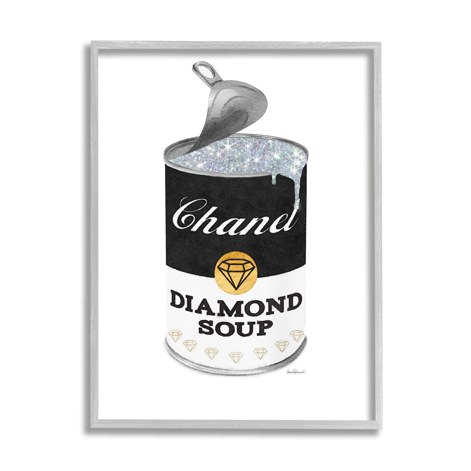 Stupell Industries Traditional Condensed Soup Can Glam Fashion Pop Black, 16 x 20, Design by Amanda Greenwood