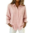thumbnail image 5 of Retro Plaid Print Shirt Dressy Work Tops Patchwork Shirt Trendy Tunic Tops Plaid Fall Blouses Contrast Color Plaid Blouses For Women Patchwork Button Down Shirts Plaid Shirt Light Pink 3XL, 5 of 5