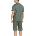 thumbnail image 6 of ANLIQI Men's 100% Cotton Short Sleeve Pajama Sets Button Down Notched Collar Sleepwear Soft Lounge Pjs with Pockets (Army Green, M), 6 of 7