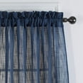 thumbnail image 3 of Set of 2 Piece Linen Textured Semi-Sheer Rod Pocket Window Curtain Panels (63" Long, Navy), 3 of 4