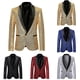 thumbnail image 3 of ALSLIAO - Chaqueta de traje para hombre, estilo caballero, para fiesta en discoteca, con lentejuelas y brillo, color dorado, talla M, 3 of 8