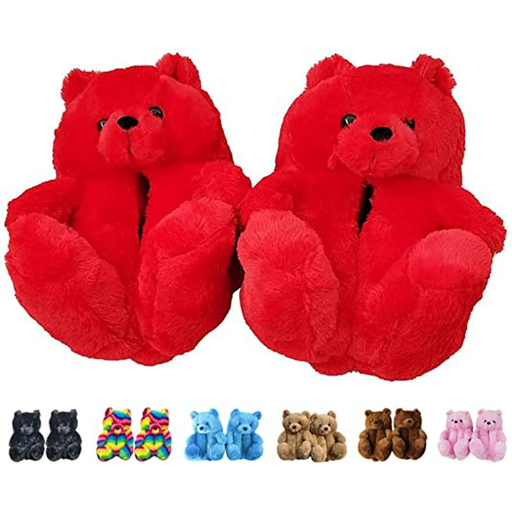 plush teddy bear slippers amazon