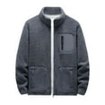 thumbnail image 2 of SROBPTY Mens Winter Coats, Fleece Jackets for Mens, Men's Fleece Lined Stand Up Collar Cardigan Jacket with Pocket Gray,XXXXXL, 2 of 3
