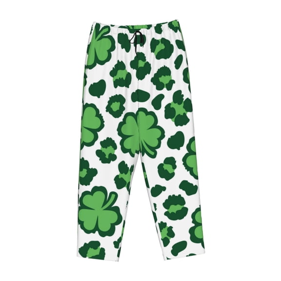 Kdxio Women's Comfy Stretch Leopard print St. Patrick's DayPrint Drawstring Pajama Pants-X-Large