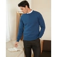 thumbnail image 5 of Kallspin Men's Cotton Crew Neck Sweater Regular Fit Long Sleeve Pullover Casual Cozy Stylish Sweater((Blue,Large), 5 of 9