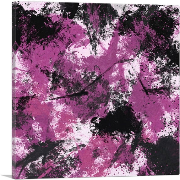 ARTCANVAS Purple Black White Modern Canvas Art Print - Size: 12" x 12" (1.50" Deep)