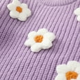 thumbnail image 6 of 12 Months Baby Girls Sweaters 18 Months Girls Fall Winter Sweaters Solid Color Cute Flower Round Neck Toddler Girls Long Sleeve Sweaters Purple, 6 of 8