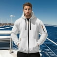 thumbnail image 2 of Quarter Zip Pullover for Men Hoodies Casual Sweatshirts Fall Winter Drawstring Jacket with Zip Pockets, White, Size M, 2 of 5