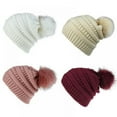 thumbnail image 3 of ZOELNIC Womens Winter Knitted Beanie Hat with Faux Fur Pom Warm Knit Skull Cap Beanie for Women, Blue, 3 of 5