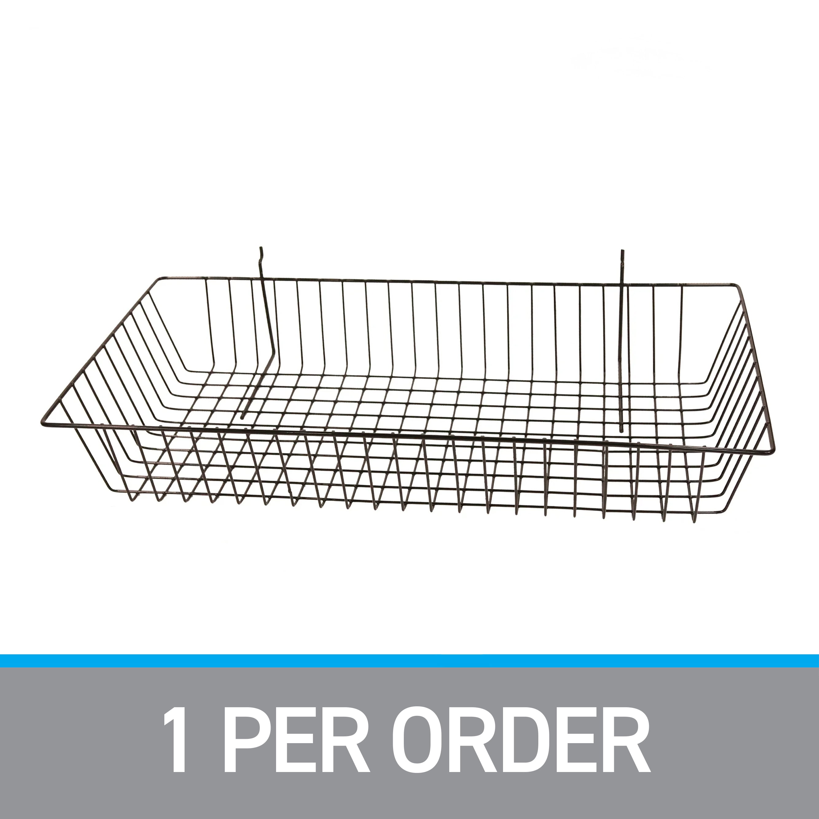 SSWBasics 24" x 12" x 4" Black Mini Grid Basket for Slatwall & Wire Grid