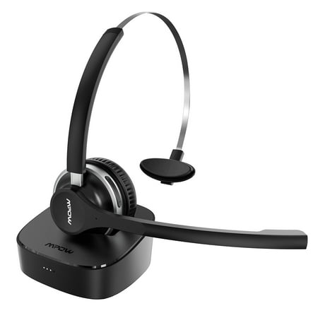 Mpow 215 Hours Wireless Headset with Charging Dock, Noise Cancelling Bluetooth Headphone with Dual Mic for PC, Laptop, Truck Driver, Office, Call Center, Skype