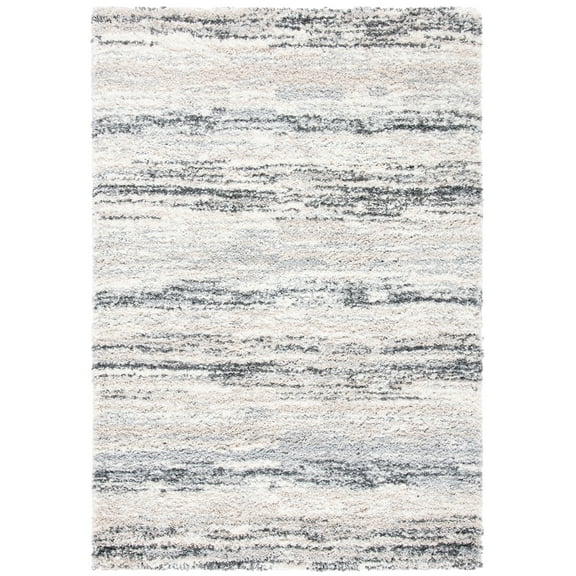SAFAVIEH Fontana Danica Abstract Shag Area Rug, Ivory/Grey, 5'3" x 7'6"