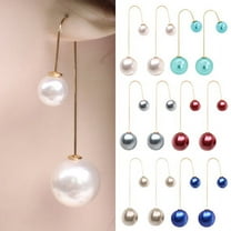Yesbay Women U-Shaped Double Sided Faux Pearl Ball Drop Dangle Earrings Party Jewelry,Earrings