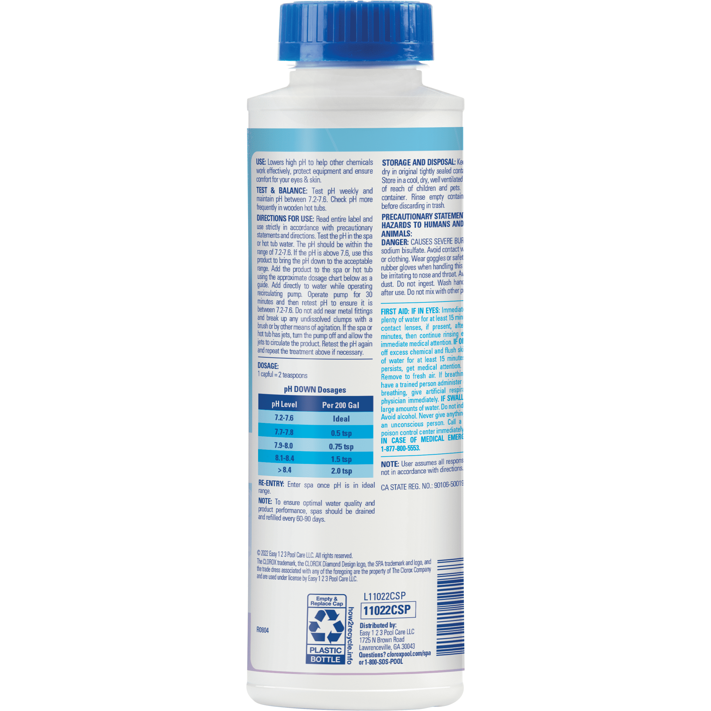 (3 pack) Clorox Spa pH Down Pool Water Balancers Granules- Decrease for Use in Spas and Hot Tubs, 22oz