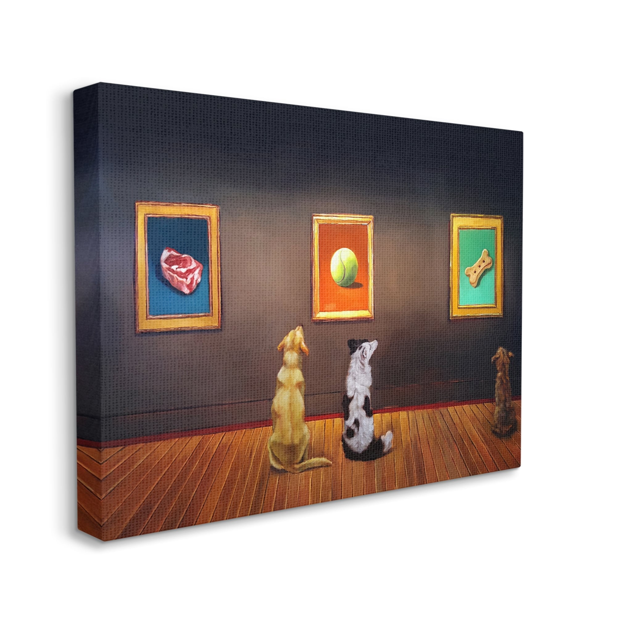 Stupell Funny Dog Museum Gallery Animals Animals & Insects Painting Gallery Wrapped Canvas Print Wall Art