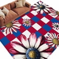 thumbnail image 2 of Red Blue Plaid USA Flag Flower Washable Area Rug 5 x 8 ft Independence Day, Soft Non Slip Rugs Stain Repellent Indoor Felt Carpet for Living Dining Room Bedroom Home Office, 2 of 9