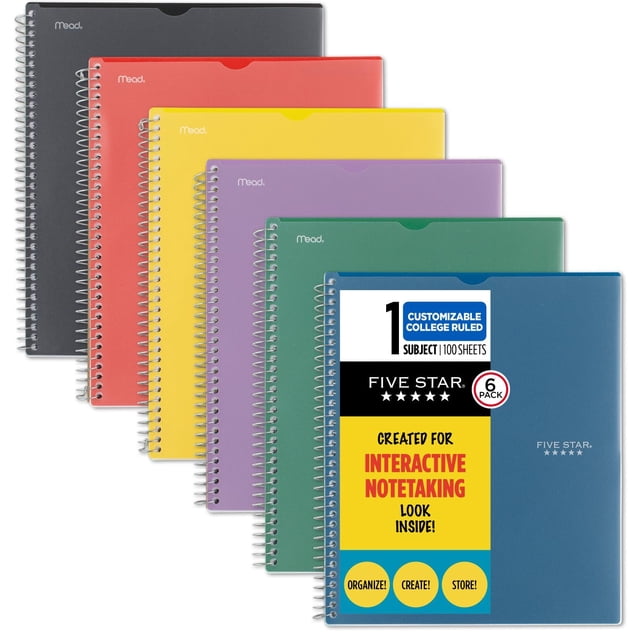 Cuadernos en espiral Five Star, toma de notas interactivas, 1 tema