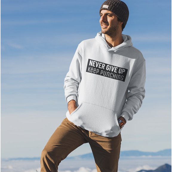 Mens Never Give Up Hooded Sweatshirt