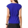 thumbnail image 3 of INSPIRE CHIC Twist Tops for Women's Notched Neck Cap Sleeve Casual Work Shirts M Royal Blue, 3 of 6