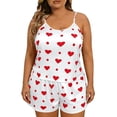 thumbnail image 6 of FchengtaiS Women's Plus Size Pajama Set Heart Print Loungewear Cami Top and Shorts Sleepwear Lounge Summer Pjs, 6 of 7