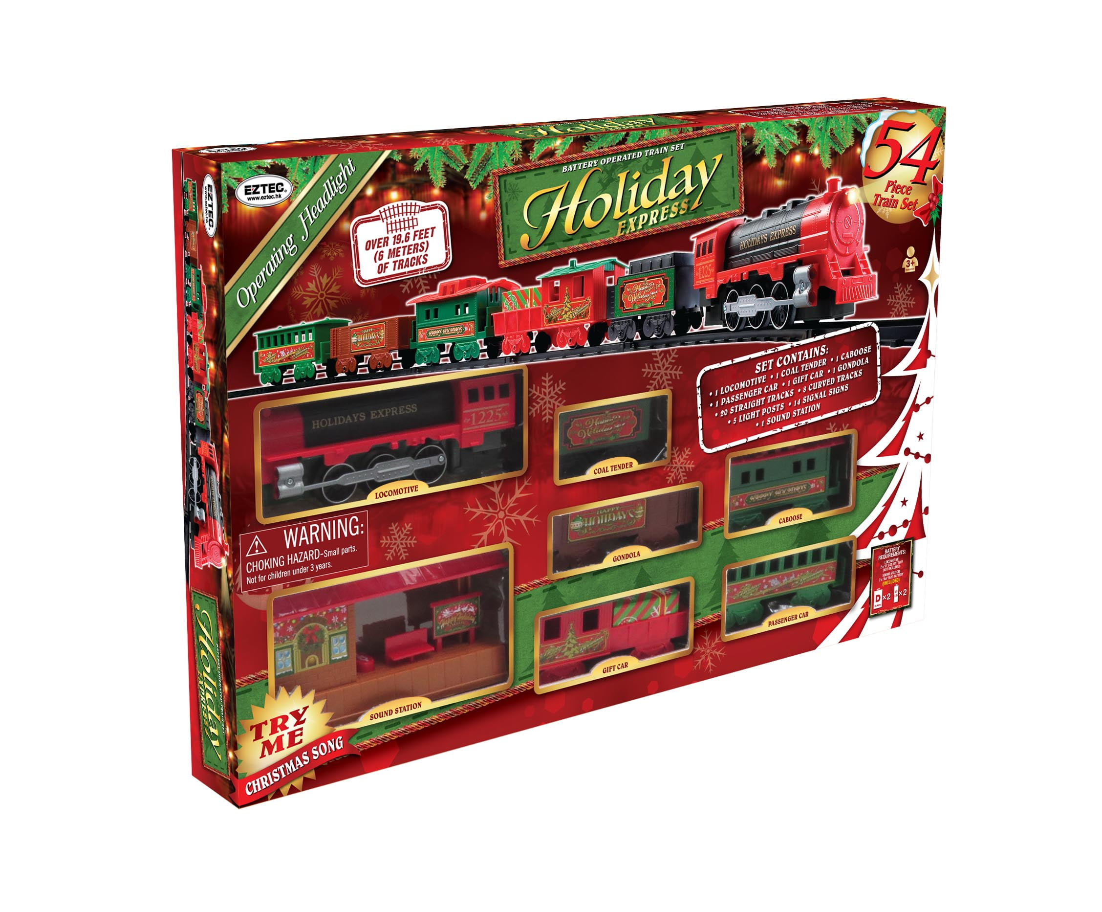 EZTEC BATTERY OPERATED HOLIDAY EXPRESS CHRISTMAS TRAIN SET (54 PIECES TRAIN SET), HOLIDAYS EXPRESS CHRISTMAS TRAIN SET