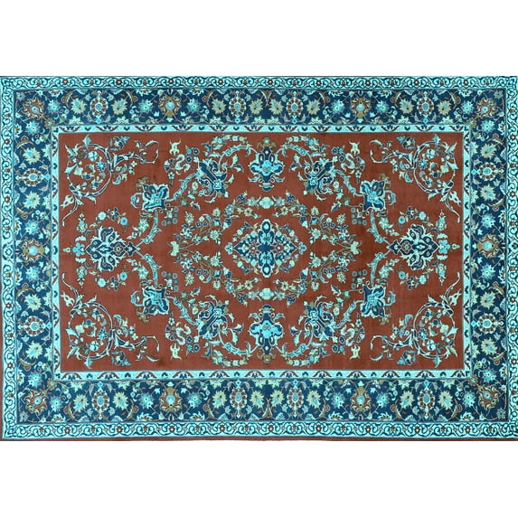 Ahgly Company Indoor Rectangle Persian Light Blue Traditional Area Rugs, 6' x 9'
