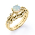 thumbnail image 4 of JeenMata Anillo de Novia de Banda Curva con Ópalo de Roca y Moissanita de Forma Redonda de 1 Quilate en Forma de V - Chapado en Oro Amarillo de 18 K sobre Plata, 4 of 6