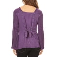 thumbnail image 2 of Sakkas Salma Womens Button Down Long Sleeve Blouse Top Shirt Stonewashed and Lace - Purple - XXL, 2 of 5