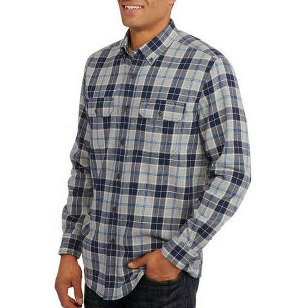 Faded Glory - Men's Long Sleeve 2 Pocket Flannel Shirt - Walmart.com ...