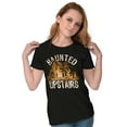 thumbnail image 3 of Haunted House Upstairs Halloween Womens Fitted Plus Size Graphic Tee Brisco Brands 2X, 3 of 5