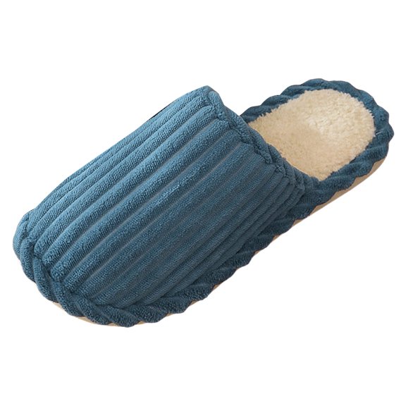 Rokment Womens Mens Fuzzy Slippers for Travel Guest Winter Warm Cozy House Shoes Indoor Bedroom Home Slip on for Hotel Spa Blue Size 8