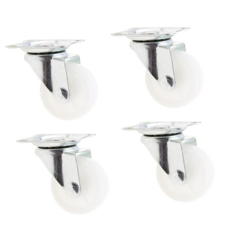 Pack of 4 Swivel Caster Wheels, Casters, Set of 1.5Inch, PP, Heavy Duty, Carts, Furniture,, Trolley, White