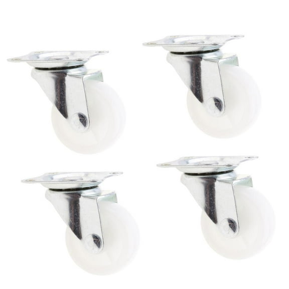 Pack of 4 Swivel Caster Wheels, Casters, Set of 1.5Inch, PP, Heavy Duty, Carts, Furniture,, Trolley, White