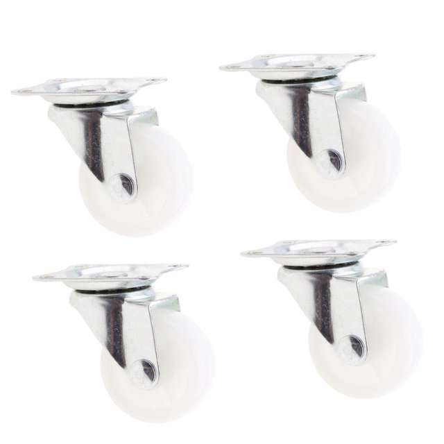 4 piezas Heavy Duty 1.5 '' ruedas giratorias giratorias Trolley Furniture Caster White kusrkot Rueda pivotante del echador