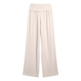 thumbnail image 6 of Lenpel Women's Cotton Linen Pants Pleated Wide Leg Pants Full Length Palazzo Pants Baggy Casual Trousers with Pockets, 6 of 7