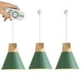 thumbnail image 1 of FSLiving Remote Control Pendant Light 3 Lights H-Type Track Pendant Lamps Scandinavian Style Pendant Lights for Kitchen Hanging Lamp Modern Wood and Aluminium Light Customizable - Green, 1 of 7