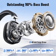 thumbnail image 2 of Wireless Bluetooth Headphones 5.1,40 Hrs Playtime Wireless Over-Ear Headphones,4 Mics ENC Noise Cancelling for Clear Calls, Lightweight Headset with Deep Bass Comfort fit for Travel Work, 2 of 8