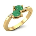 thumbnail image 4 of 4X3mm Pear Emerald May Birthstone 925 Sterling Silver Gold Vemreil Two Stone Women Mother's Day Gift Ring, 4 of 6
