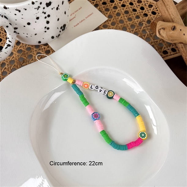 Fashion Colorful Acrylic Beads Mobile Phone Chain For Girls Cellphone Strap Anti-Lost Lanyard Hanging Cord Jewelry AccessoriesRussian Federation He Qiyong unisex