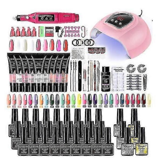 Nail Set With Nail Dryer Manicure Machine Set Nail Polygels Polish Gel Set Soak-off Nail Art Tools Sets- Ruikalucky