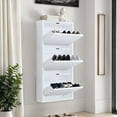 thumbnail image 3 of ModFusion Metal Shoe Cabinet with 3 Flip Drawers, Wall Mounted & No Assembly Sneaker Storage, White, 3 of 11