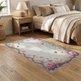thumbnail image 2 of ODIKA 5'x7' Washable Area Rug Non-Slip, Low Pile, Stain Resistant Whimsical Vine Border Butterfly Motifs Pastel Toss Clusters for Guest Room, Lounge, Apartment, 2 of 7