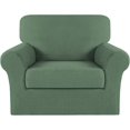 thumbnail image 1 of Stretch-jacquard sofa cover (chair, Loden Frost), 1 of 7