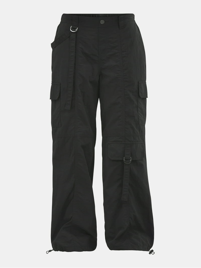 【新品未使用】MY_ NYLON CARGO PANTS[SUMI] No Boundaries Women's Nylon Parachute Pants Cargo Pockets Front